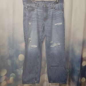 Old Navy Men's Light Blue Distressed Relaxed Jeans